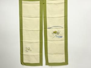 アンティーク　本麻風景模様刺繍のれん
